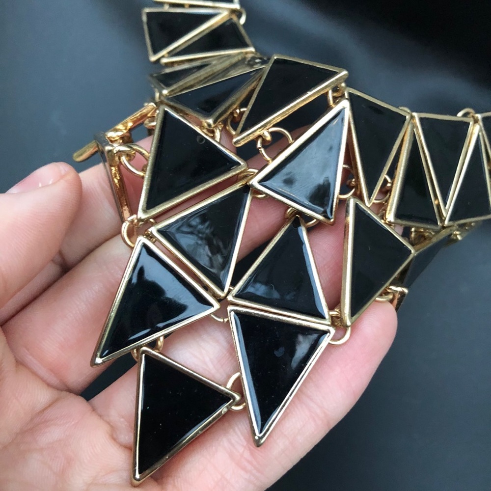 Black Geometric Statement Necklace - image 3